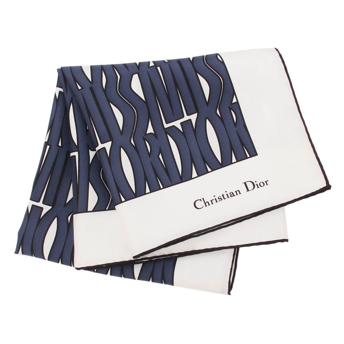 ディオール Dior スカーフ バンダナ オールオーバー ネイビー ホワイト