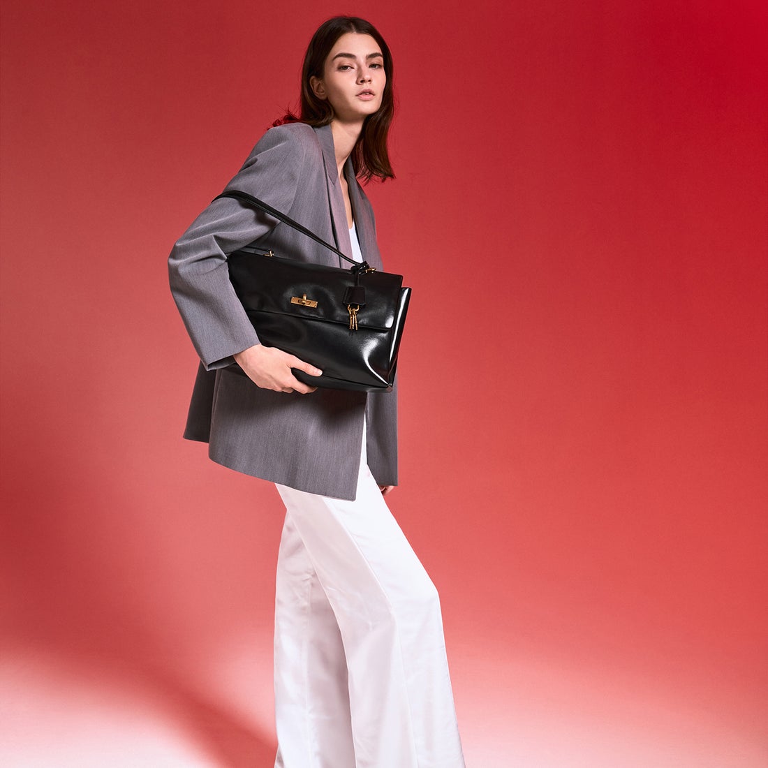 CHARLES & KEITH Kerry ケリー トップハンドルサッチェルバッグ（Black