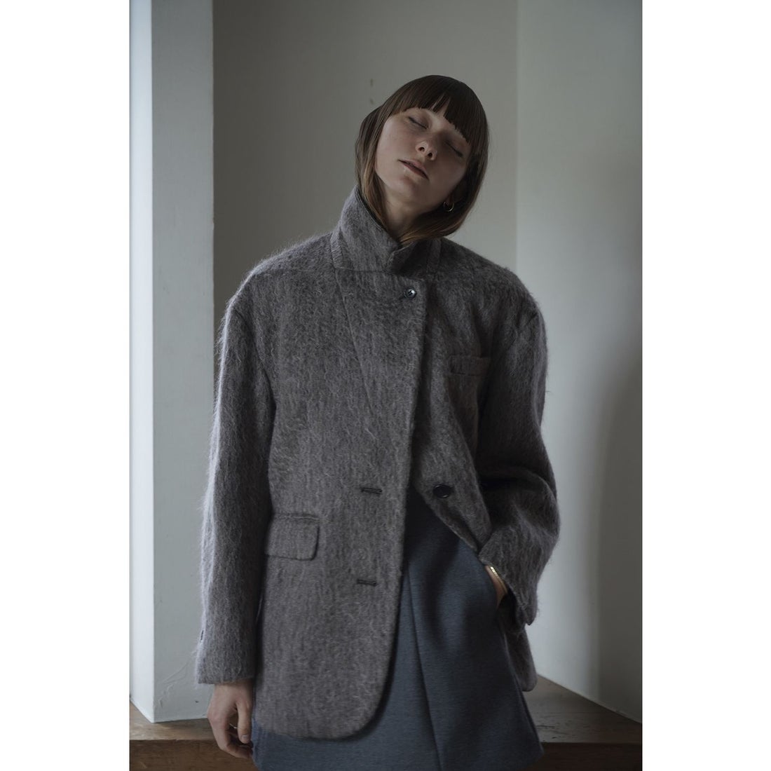 クラネ CLANE MIX SHAGGY OVER TAILORED JACKET （BROWN