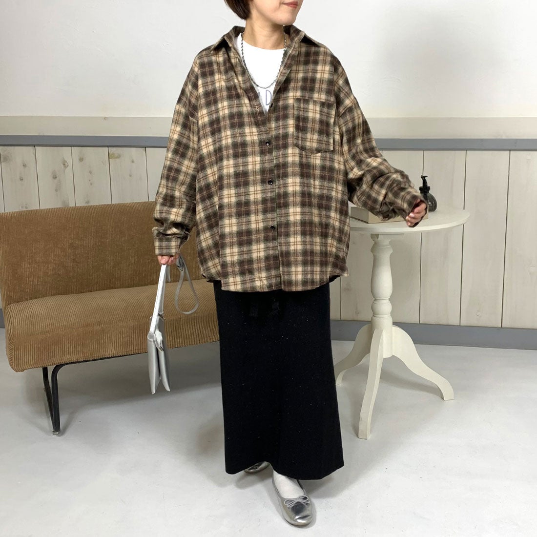 シーアールビー CRB チェックシャツ （ベージュ） -靴＆ファッション