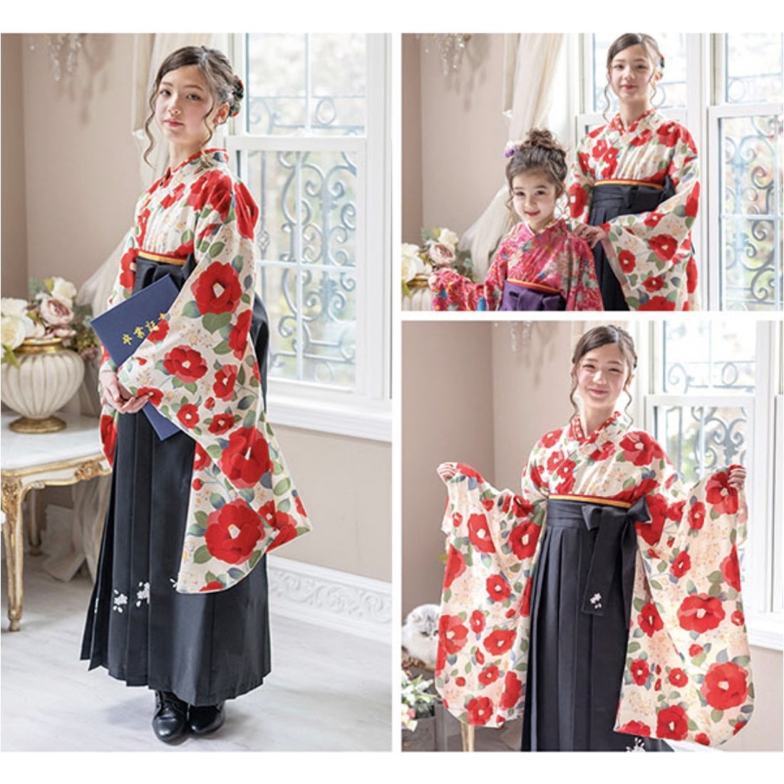 キャサリンコテージ Catherine Cottage 簡単着付けの袴セット （白花色