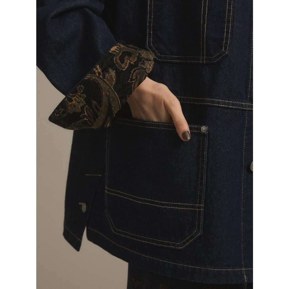 アンプル Ample ワークポケットデニムジャケット （ブルー