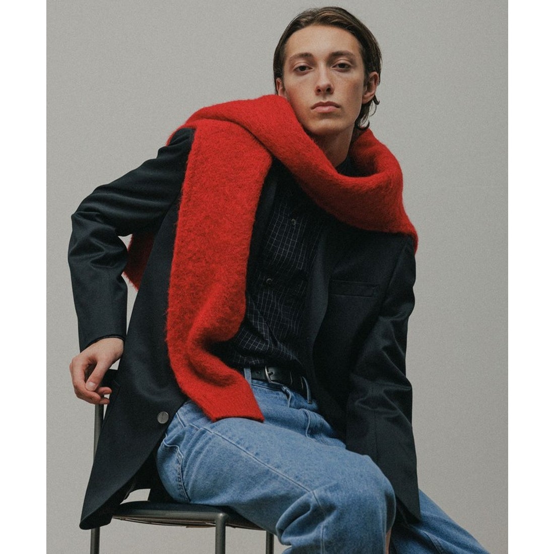 アダム エ ロペ ADAM ET ROPE' モヘアミックス オーバーサイズ Vネック