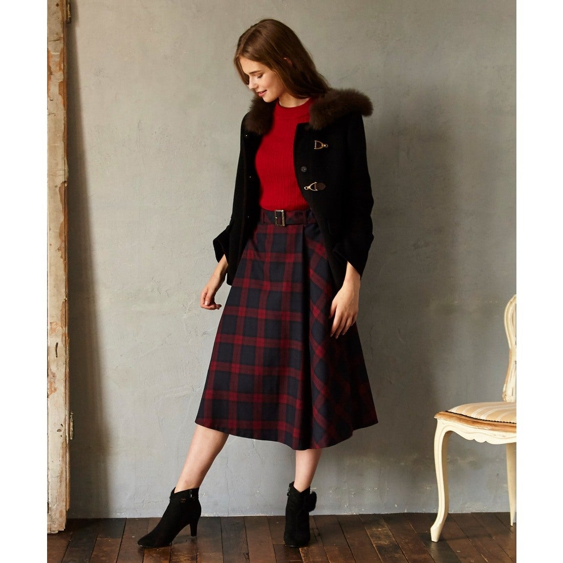 ANY SIS 【2WAY】カシウールモッサ ショート ダッフルコート （ふじ色