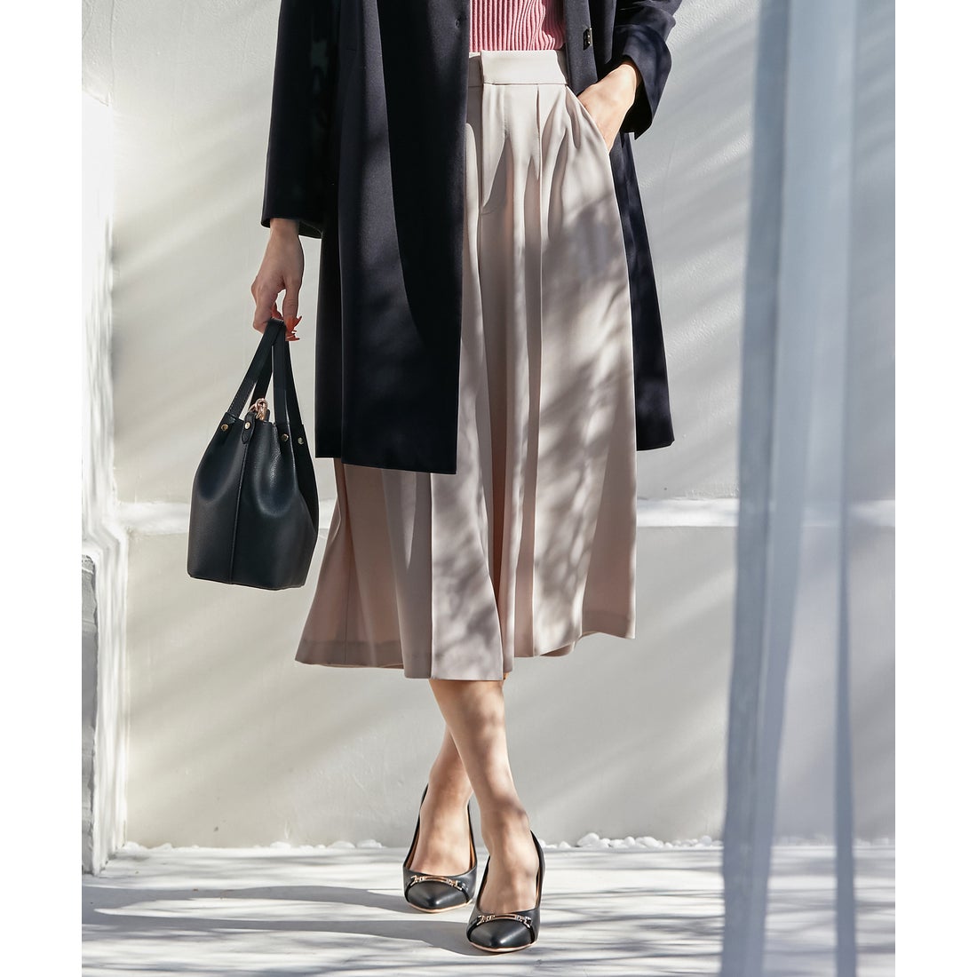 ANY SIS 【洗える】サイドポイントガウチョ パンツ （ローズグレー