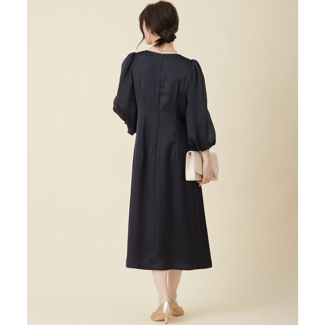 エニィスィス ANY SIS 【洗える】シフォンスリーブサック ドレス