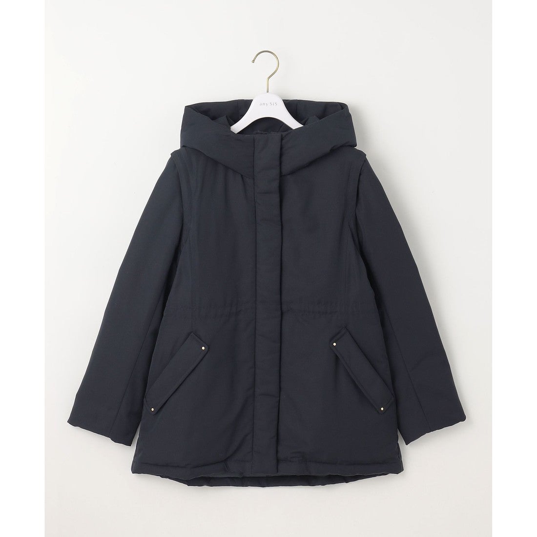 ANY SIS 【撥水・洗える】2WAYドロストフーディミドル ダウン