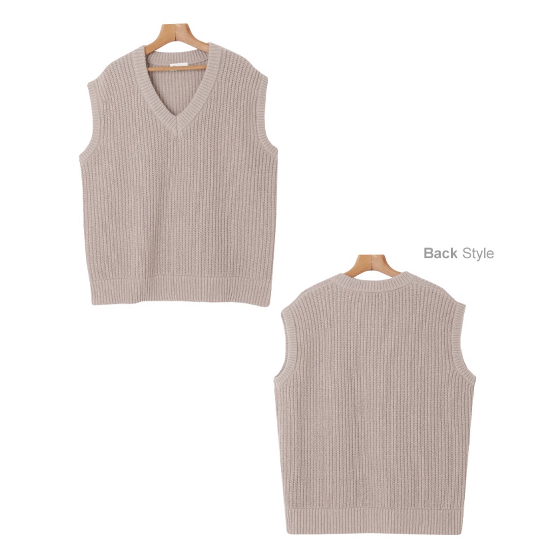 アンドミー andme 片畦編み深Vネックオーバーサイズニットベスト