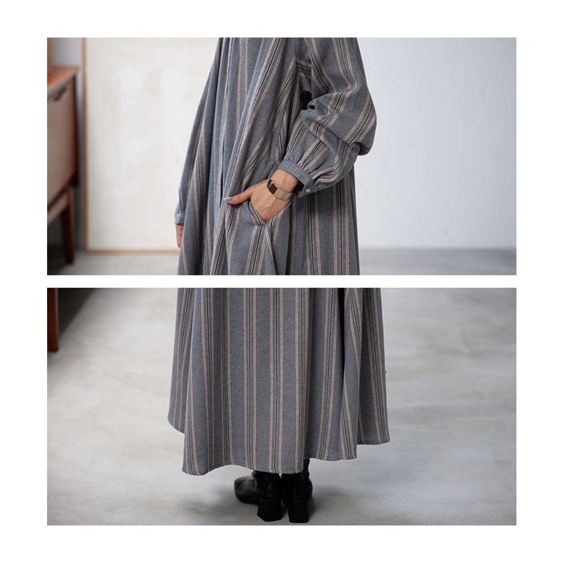 ノーワンノーズ No one knows ストライプ 柄 テントライン ギャザー