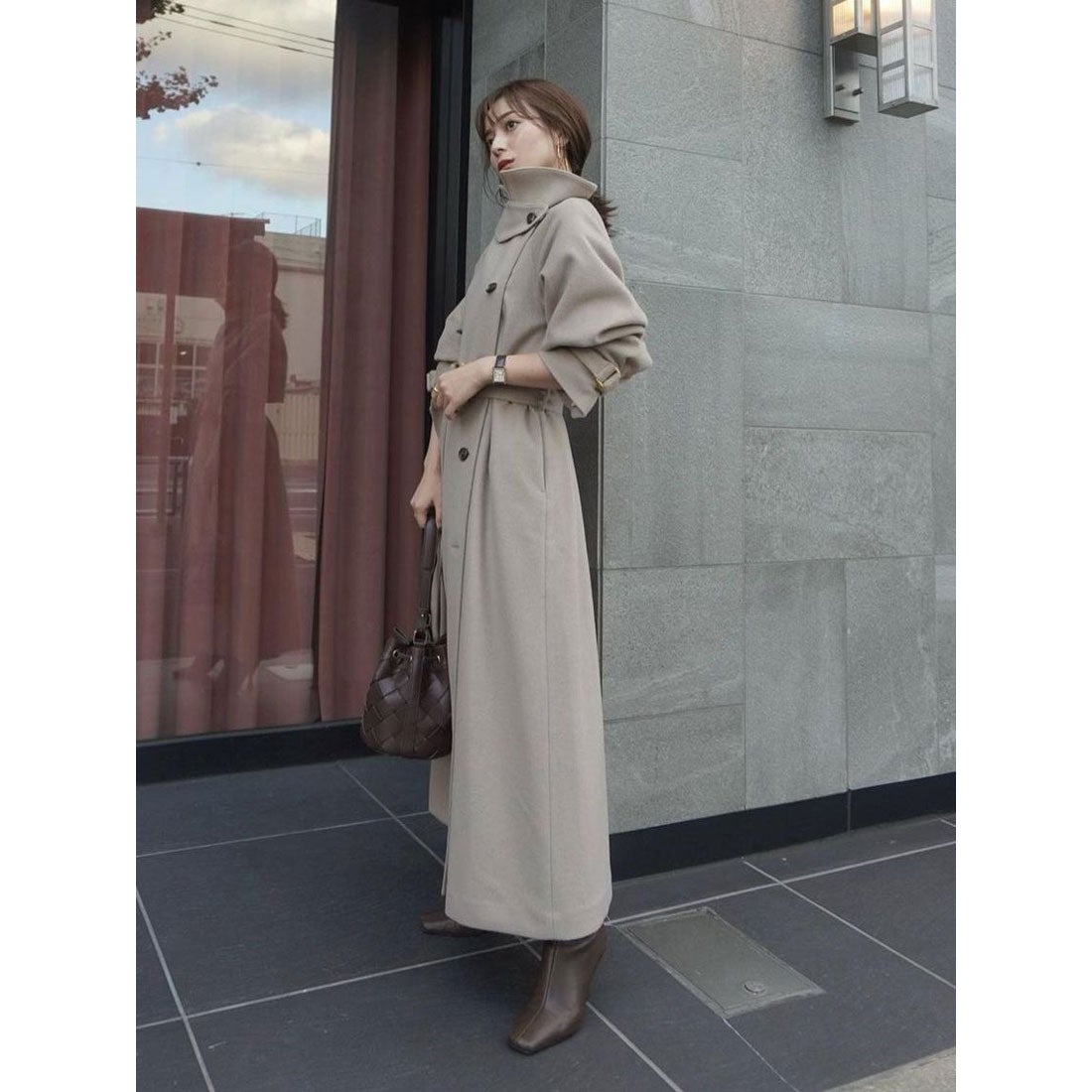 アニュアンス anuans ウールロングトレンチコート （BEIGE