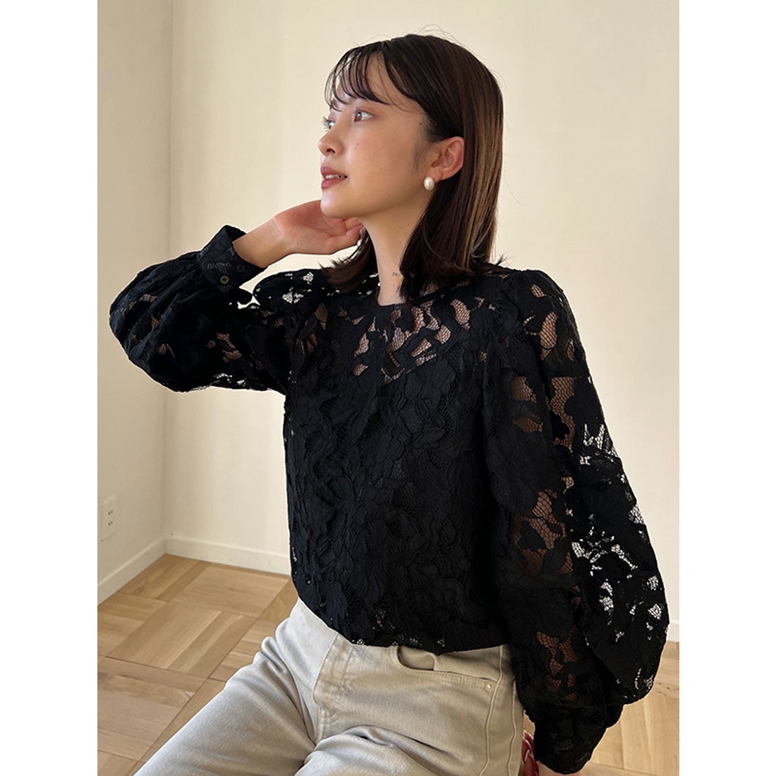 アニュアンス anuans コードレースブラウス （SAX） -靴＆ファッション