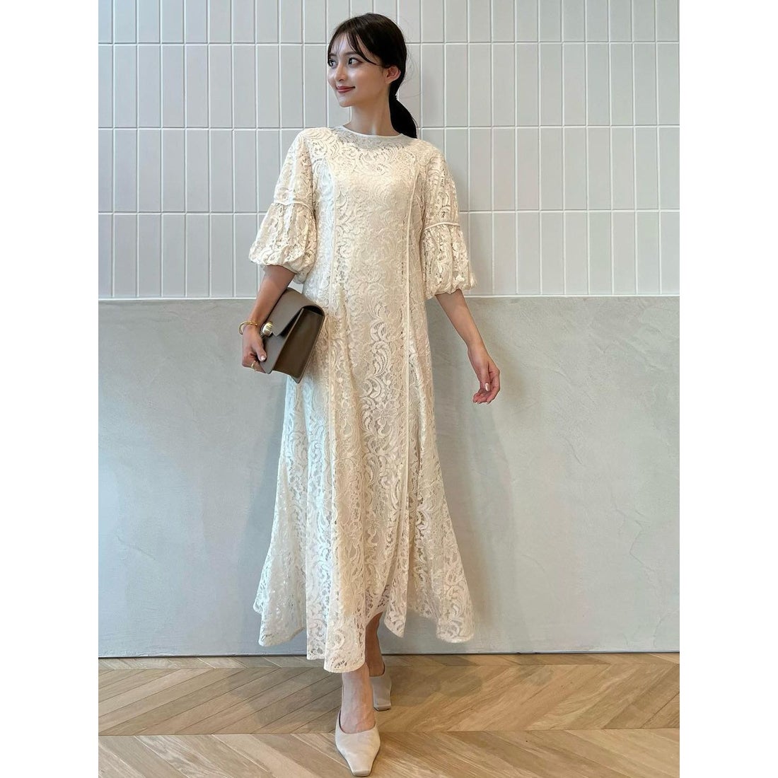 アニュアンス anuans パイピングセミマーメイドレースワンピース