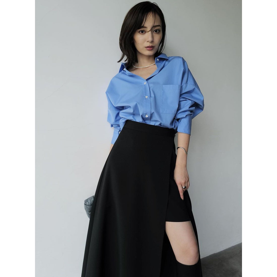 アニュアンス anuans アシンメトリーレイヤードスカート （BLACK