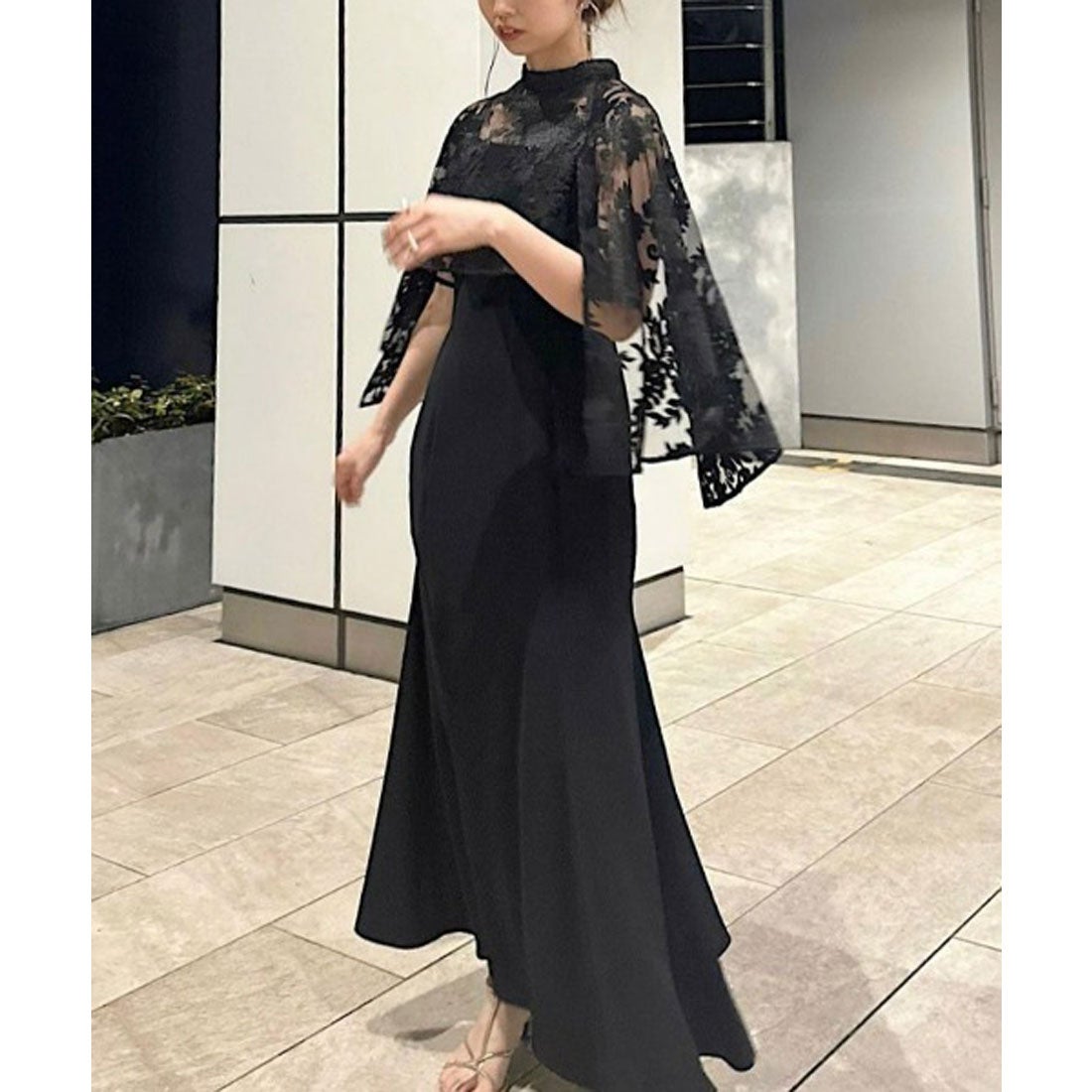 アニュアンス anuans エンブロイダリーレースケープセットドレス