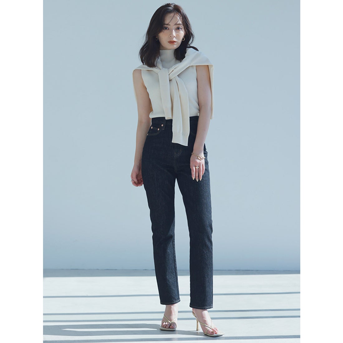 アニュアンス anuans Slim straight denim （BLACK） -靴