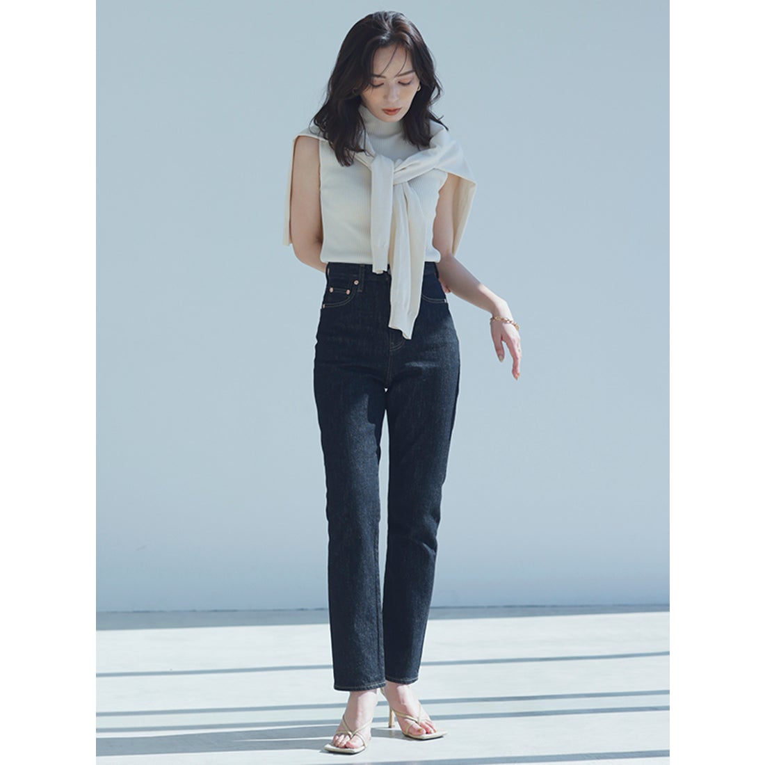 アニュアンス anuans Slim straight denim （BLACK） -靴