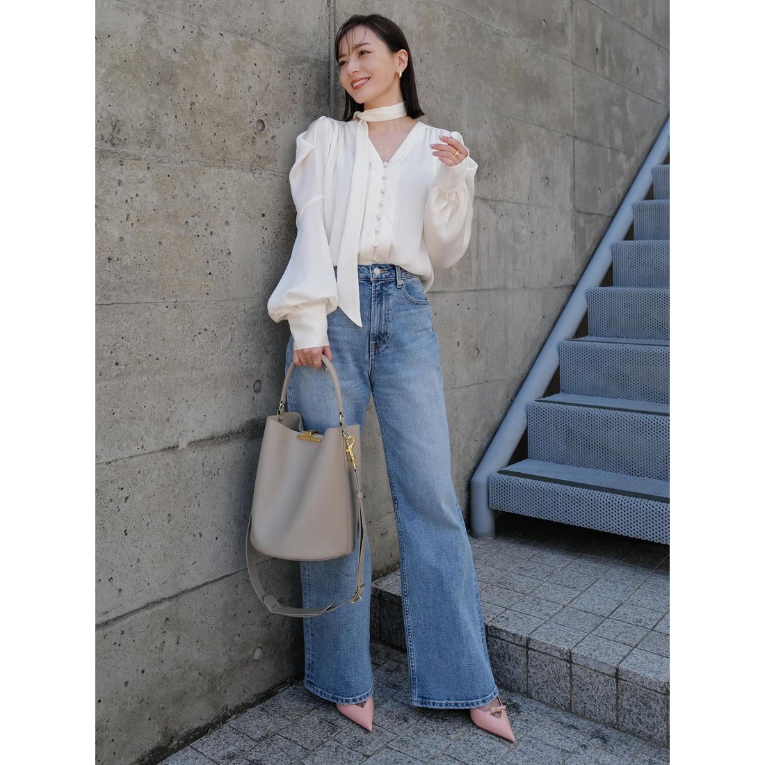 アニュアンス anuans Wide leg denim （LIGHT BLUE） -靴