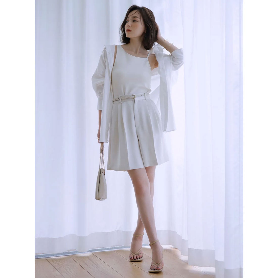 アニュアンス anuans サテンショートパンツ （IVORY） -ファッション