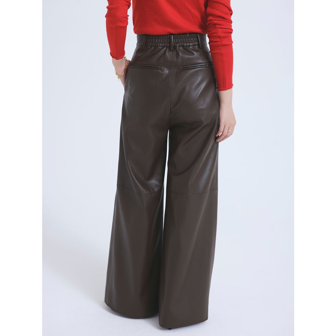 アニュアンス anuans ヴィーガンレザーパンツ （BROWN） -ファッション