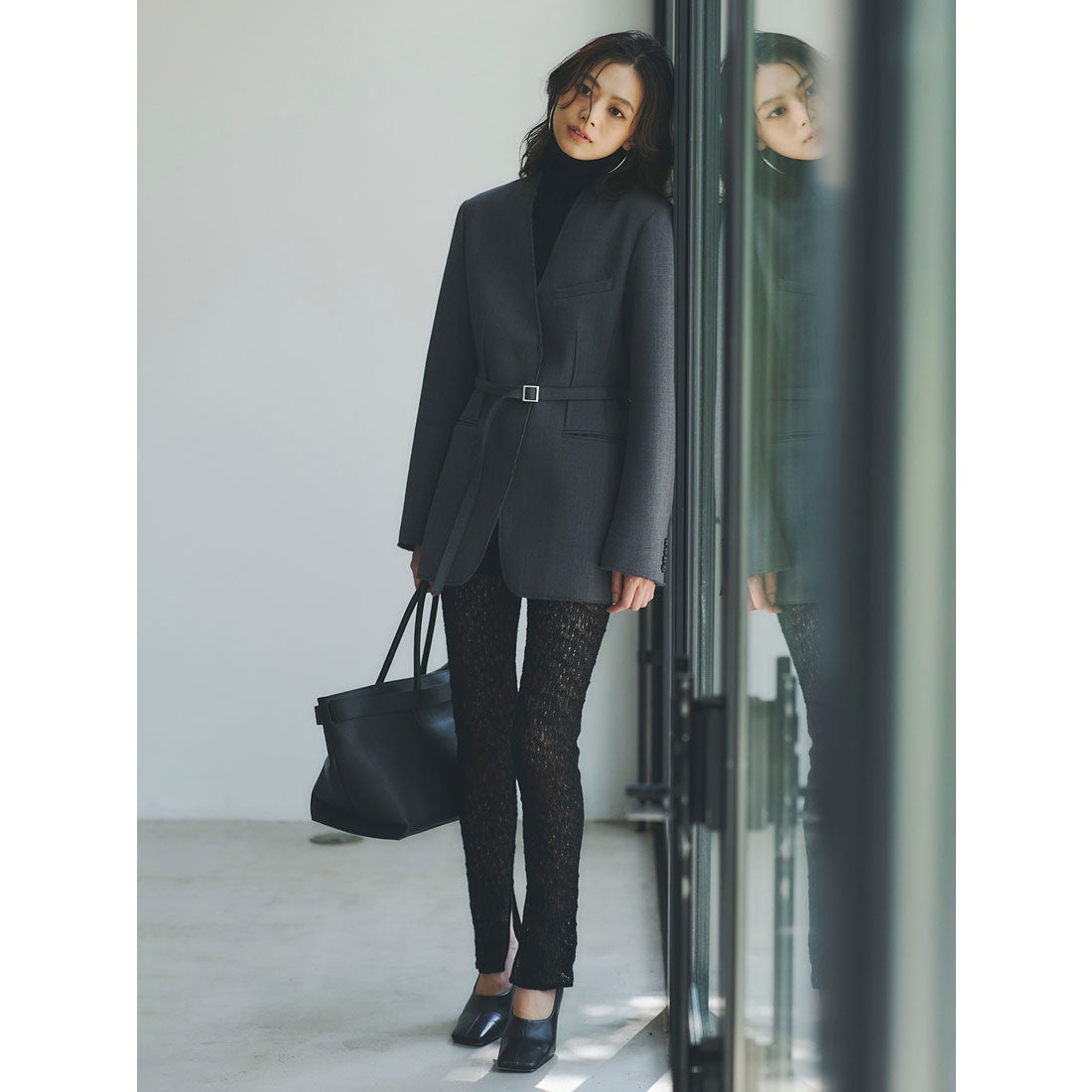 アニュアンス anuans スクエアトゥパンプス （BLACK） -ファッション