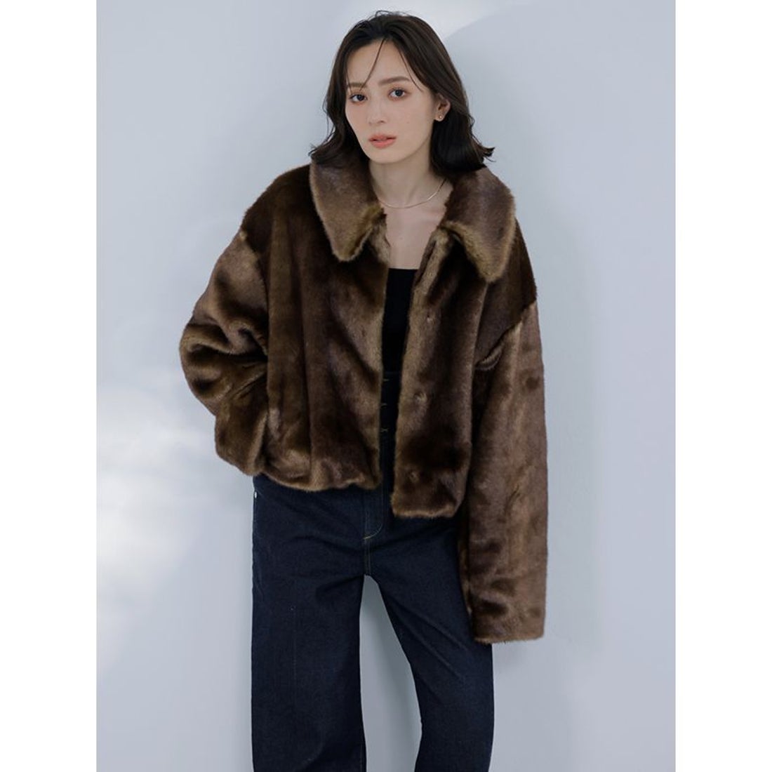 アニュアンス anuans ステンカラーショートファーコート （BROWN） -靴