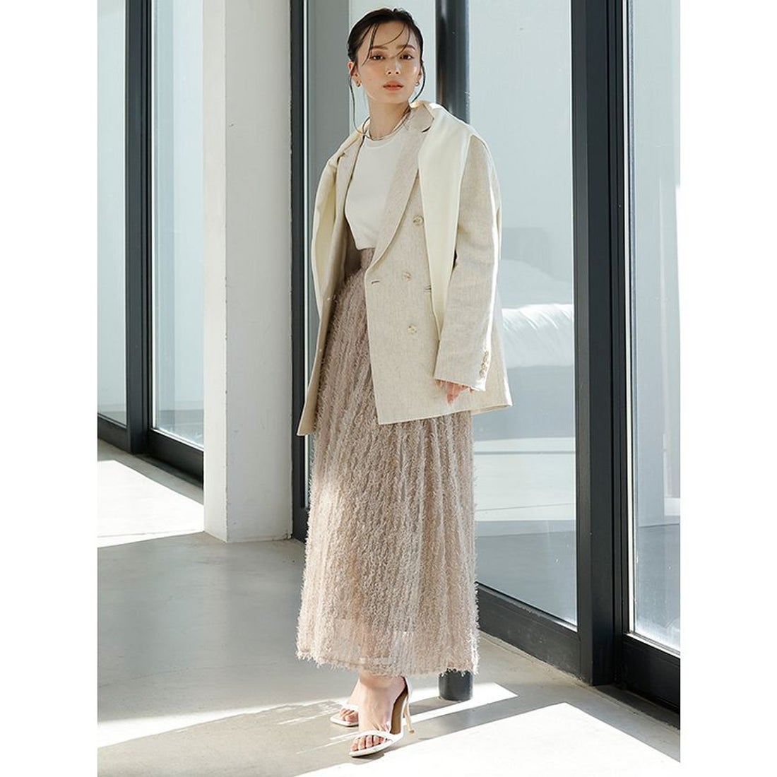 アニュアンス anuans チュールジャガードボリュームスカート （IVORY