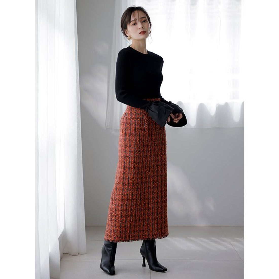 アニュアンス anuans ツイードタイトスカート （DARKNAVY