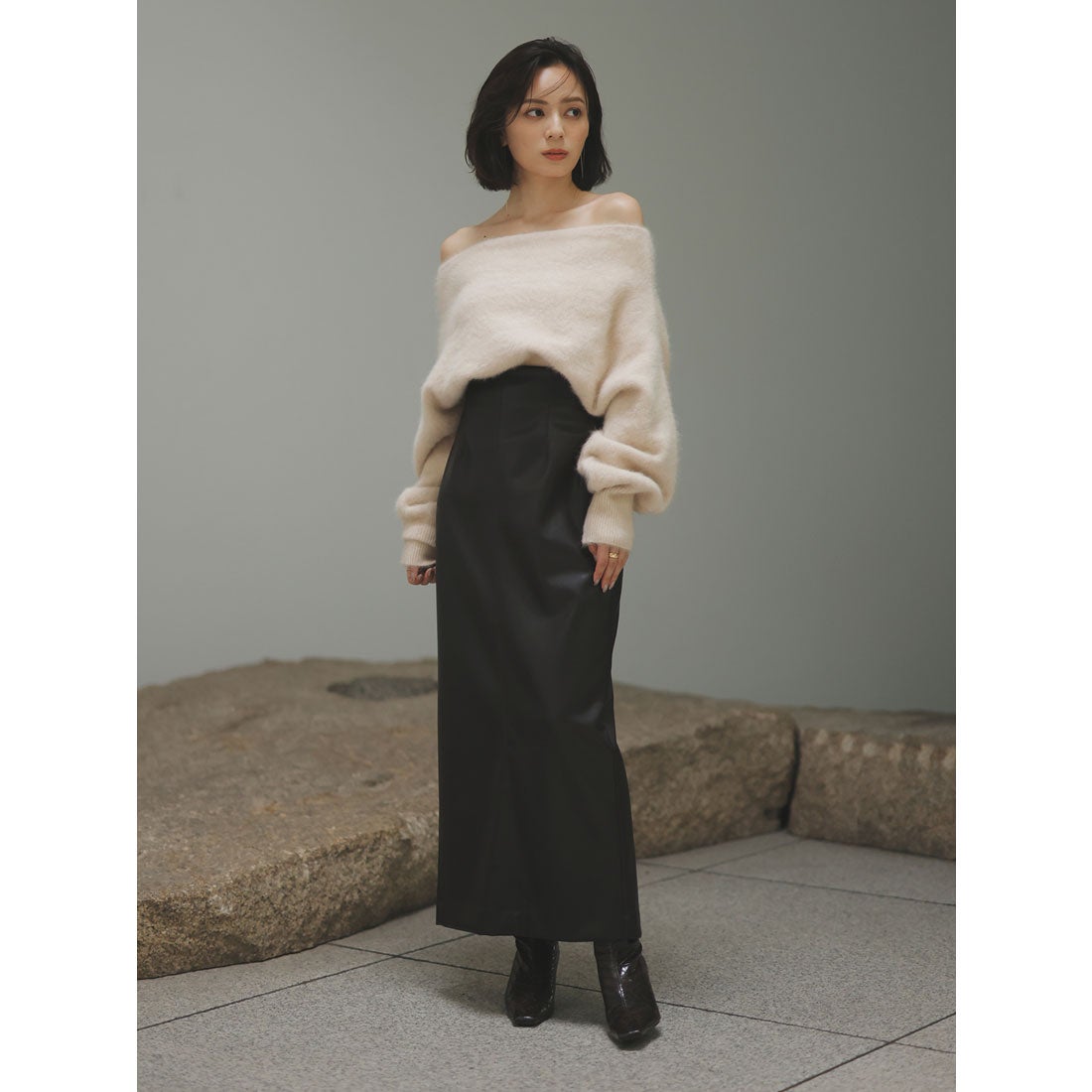 アニュアンス anuans ラクーンフォックスオフショルニットプルオーバー