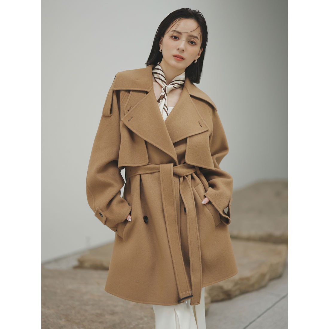 アニュアンス anuans リバーミドルトレンチコート （CAMEL） -靴