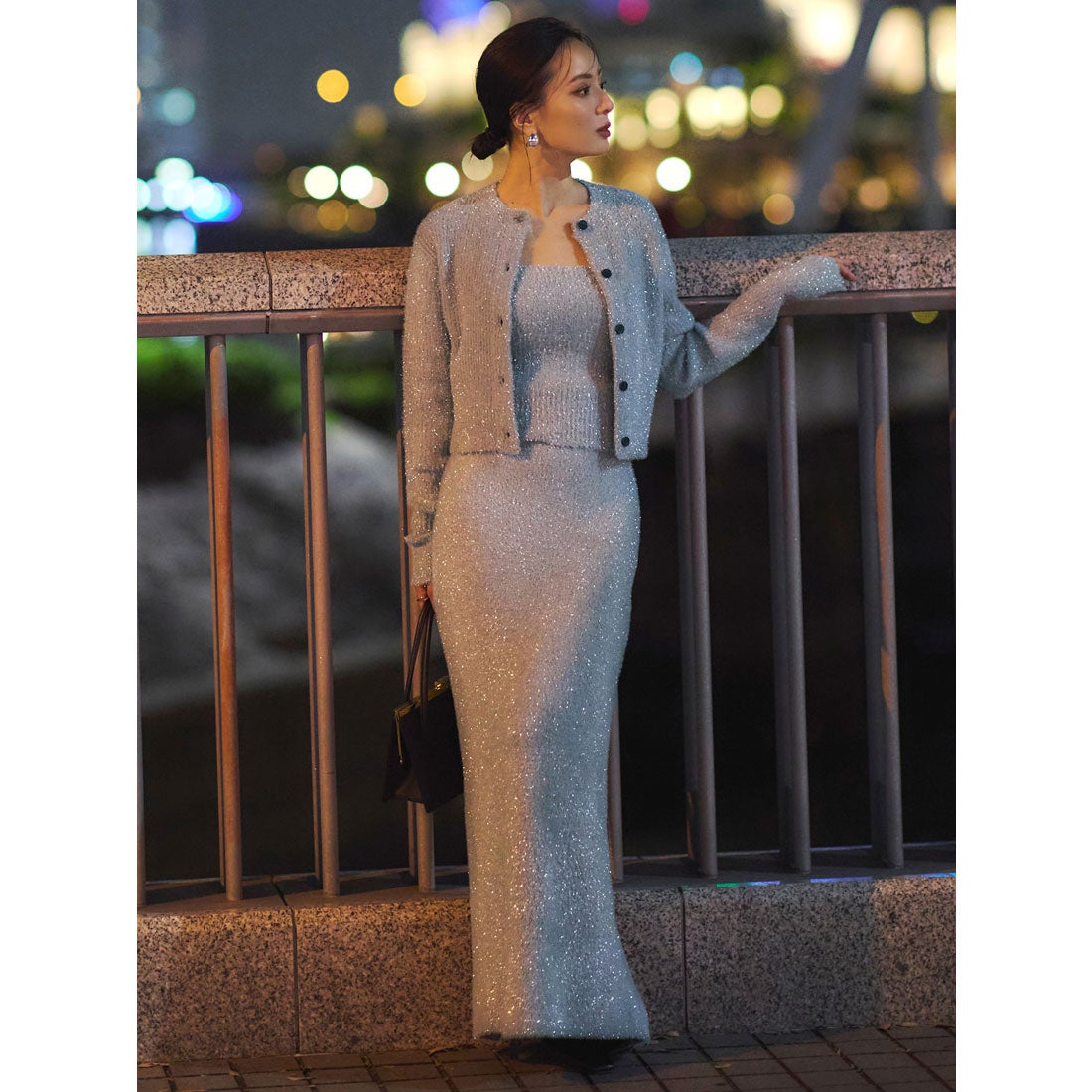 アニュアンス anuans ラメニットタイトスカート （SILVER