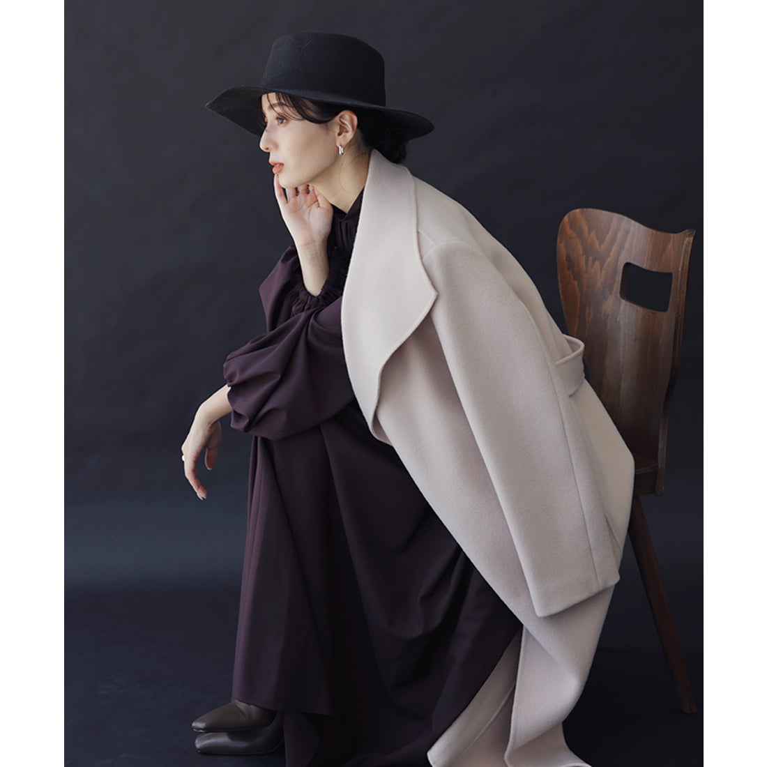 アニュアンス anuans ビッグカラーリバーコート （GREY