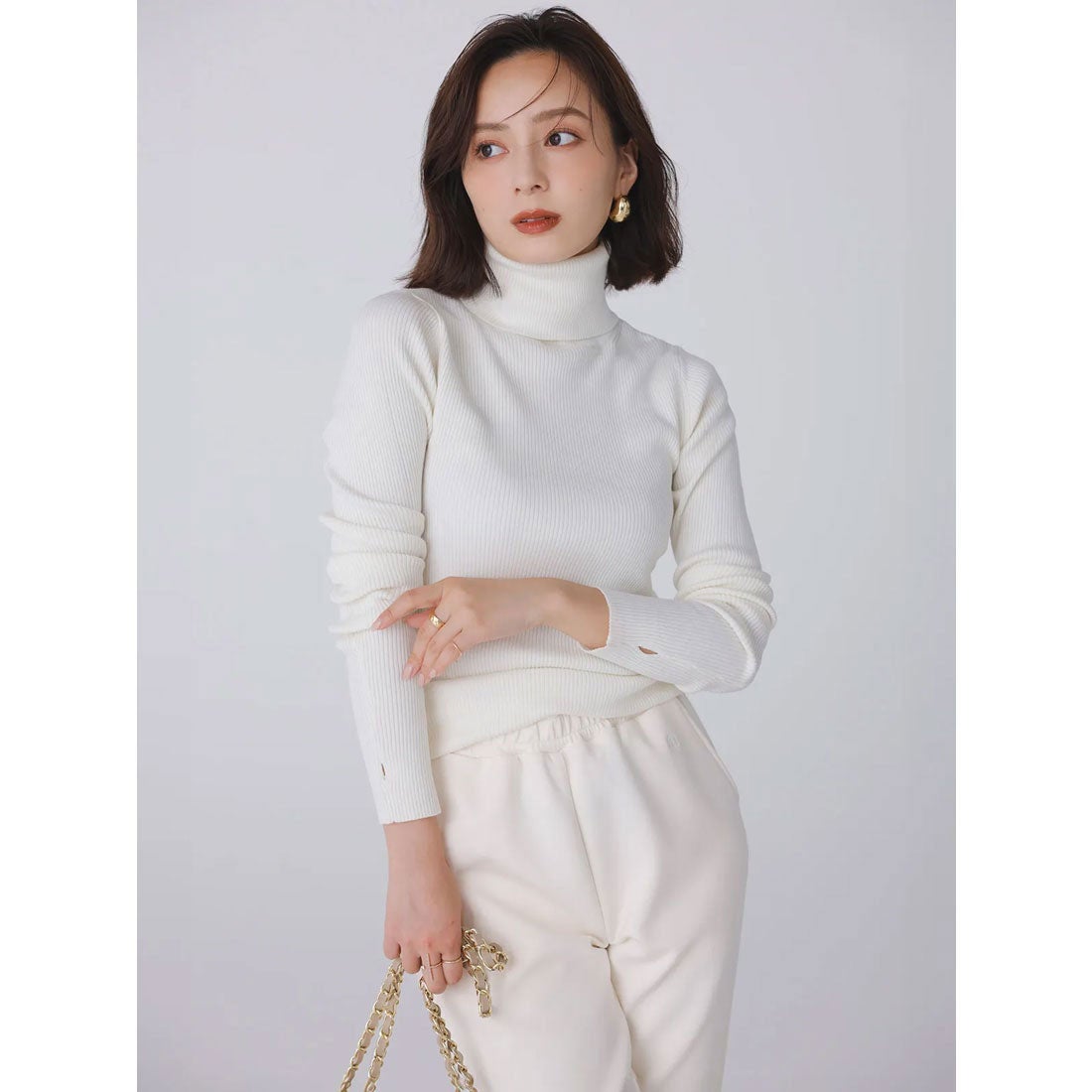 アニュアンス anuans カシミヤブレンドフィットリブニットプルオーバー