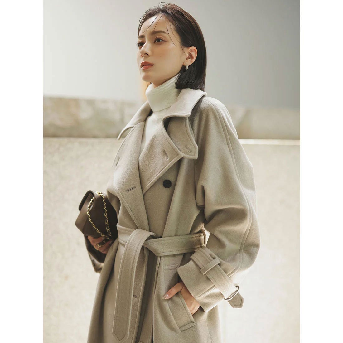 アニュアンス anuans カシミヤブレンドフィットリブニットプルオーバー