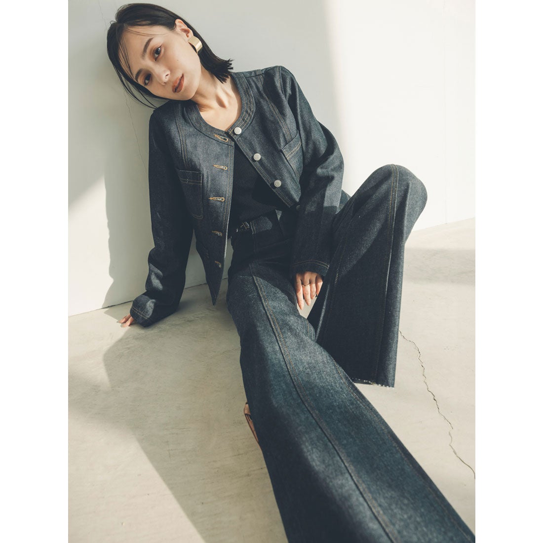 アニュアンス anuans センターシームセミフレアデニム （INDIGO） -靴