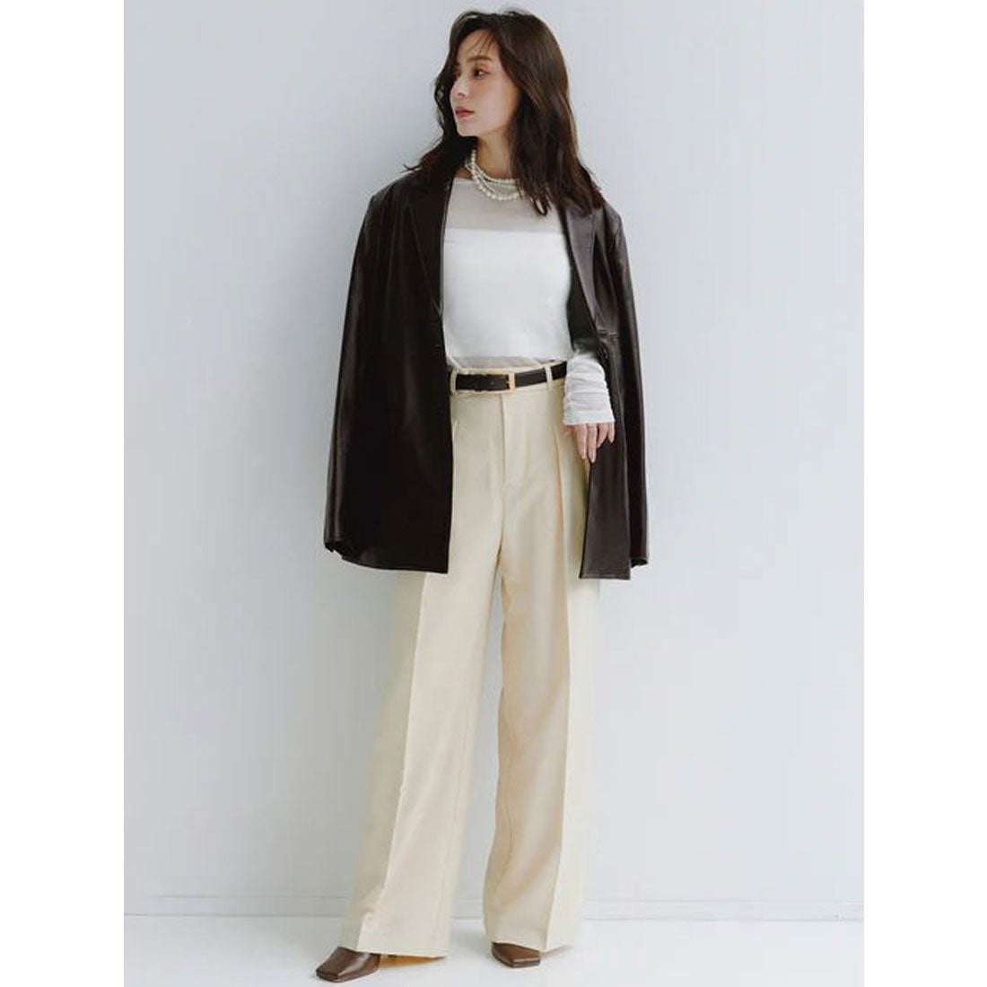 アニュアンス anuans シアーロングスリーブT シャツ （BLACK