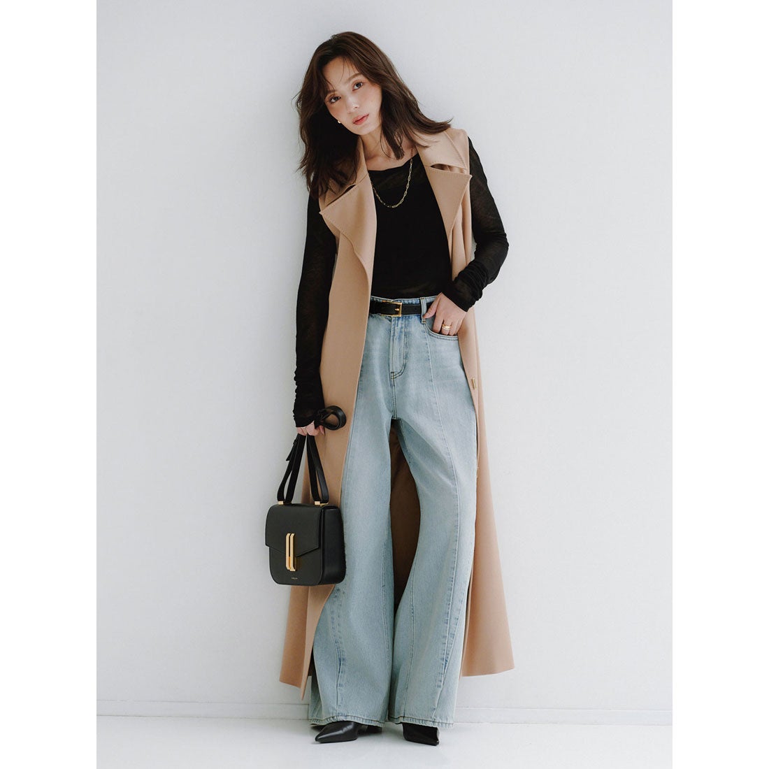 アニュアンス anuans サイドタックカジュアルワイドデニム （LIGHT