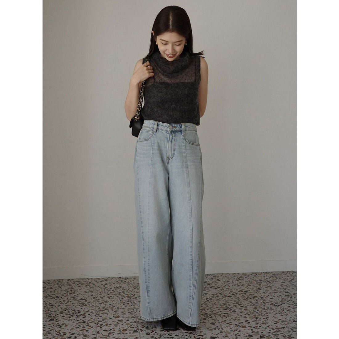 アニュアンス anuans サイドタックカジュアルワイドデニム （LIGHT