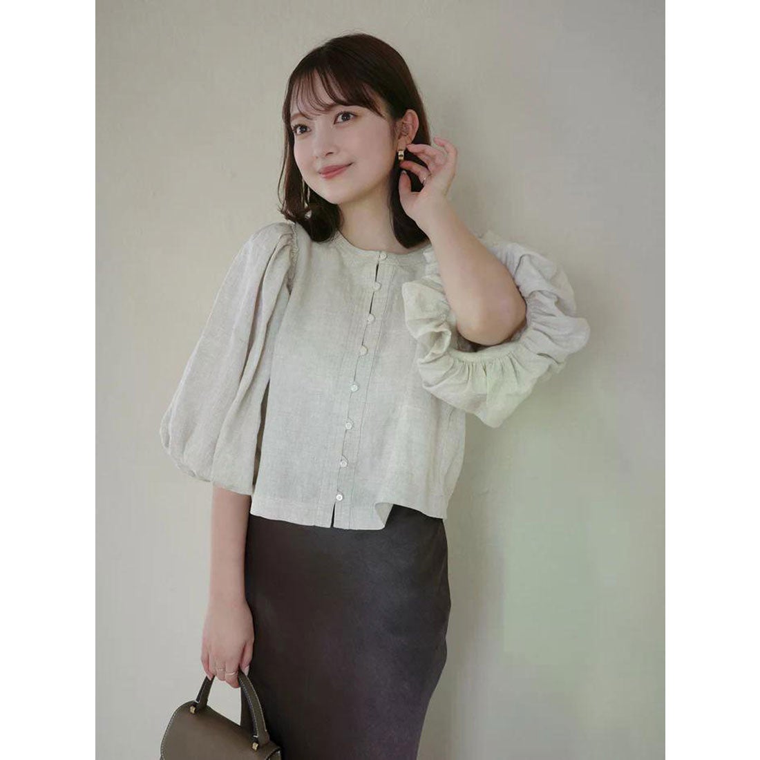 アニュアンス anuans サテンナロースカート （BLACK） - ファッション