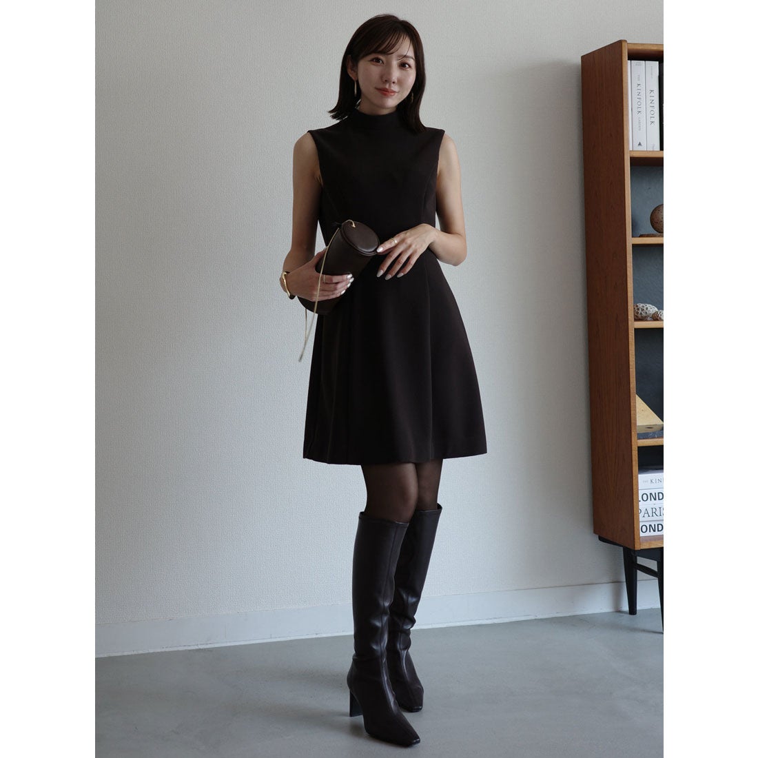 アニュアンス anuans カットジョーゼットミニワンピース （BROWN