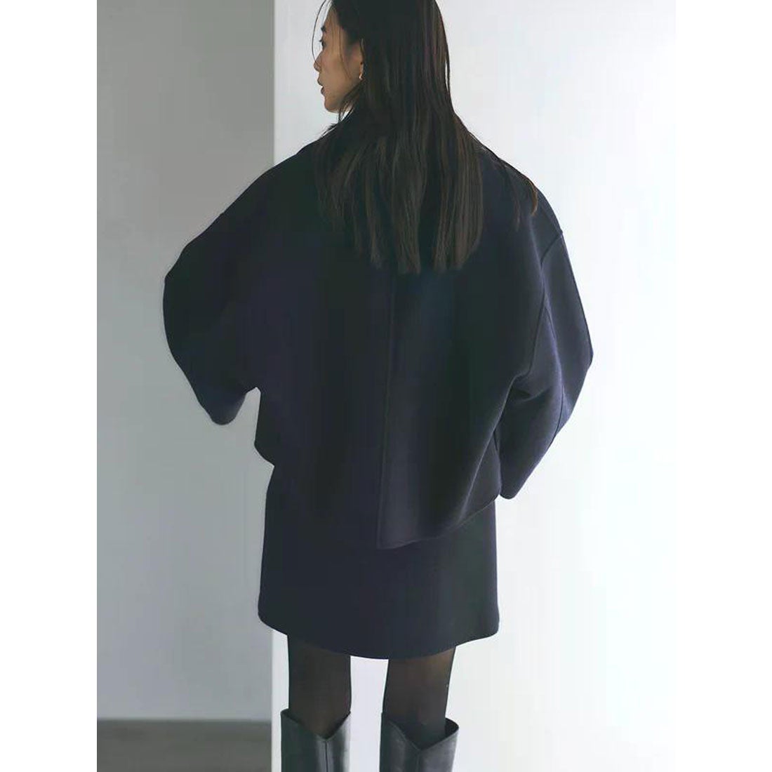 アニュアンス anuans リバーウールミニスカート （NAVY