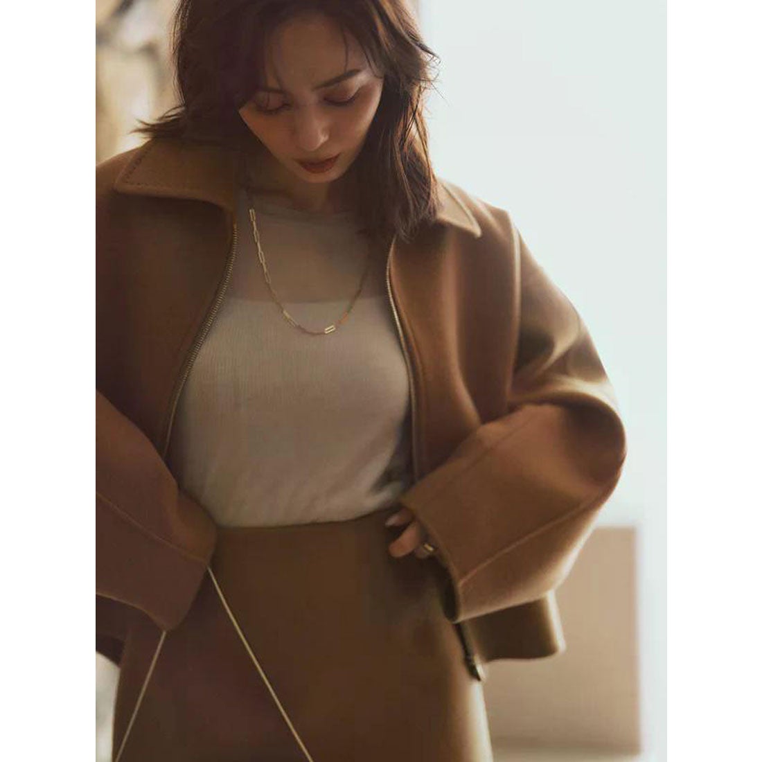 アニュアンス anuans リバーウールミニスカート （NAVY