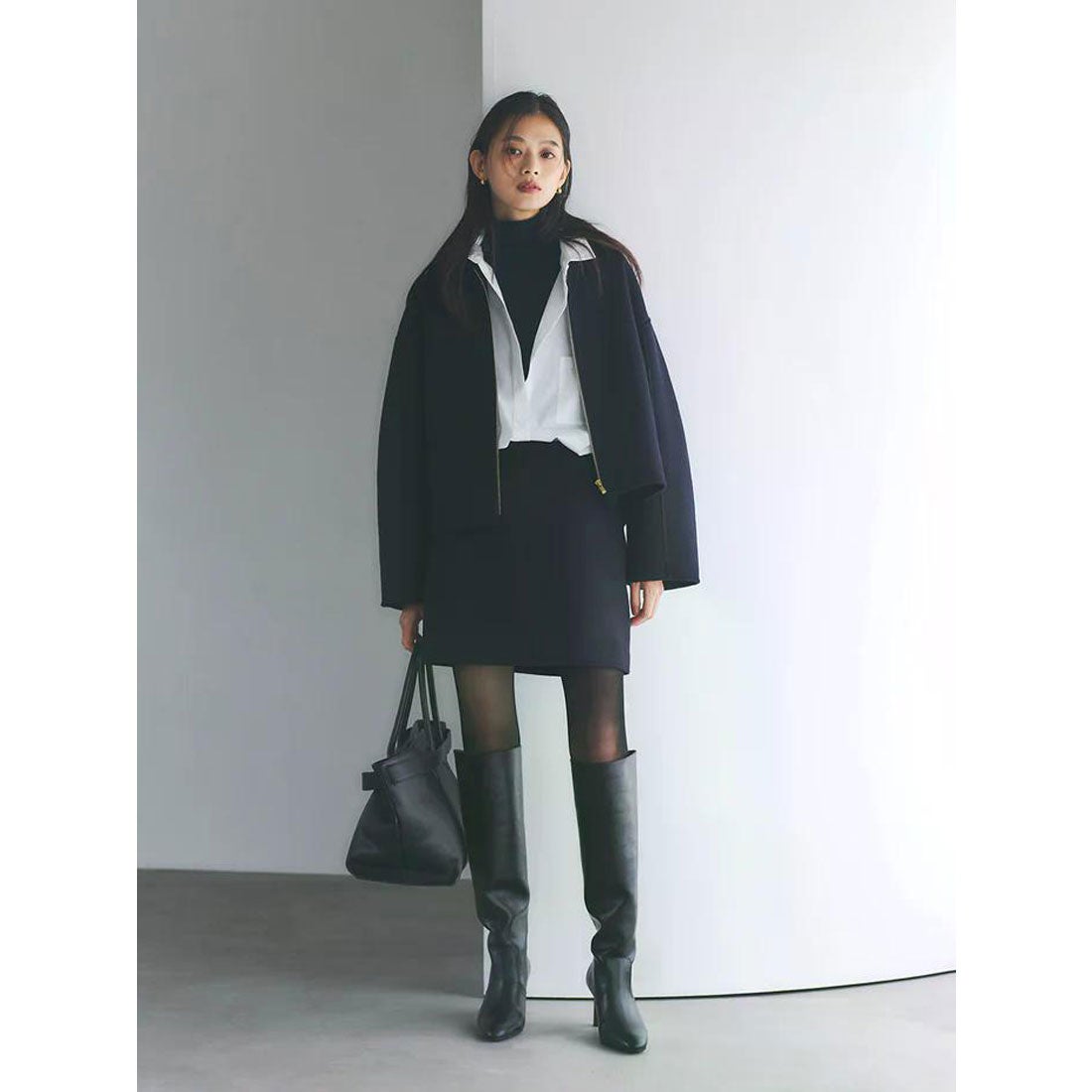 アニュアンス anuans リバーウールミニスカート （NAVY