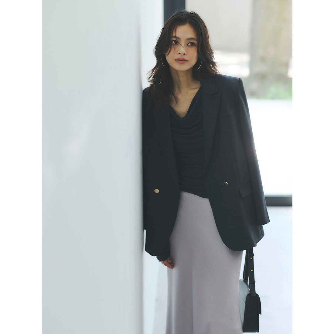 アニュアンス anuans ギャザードレープカットトップス （CHARCOAL GREY