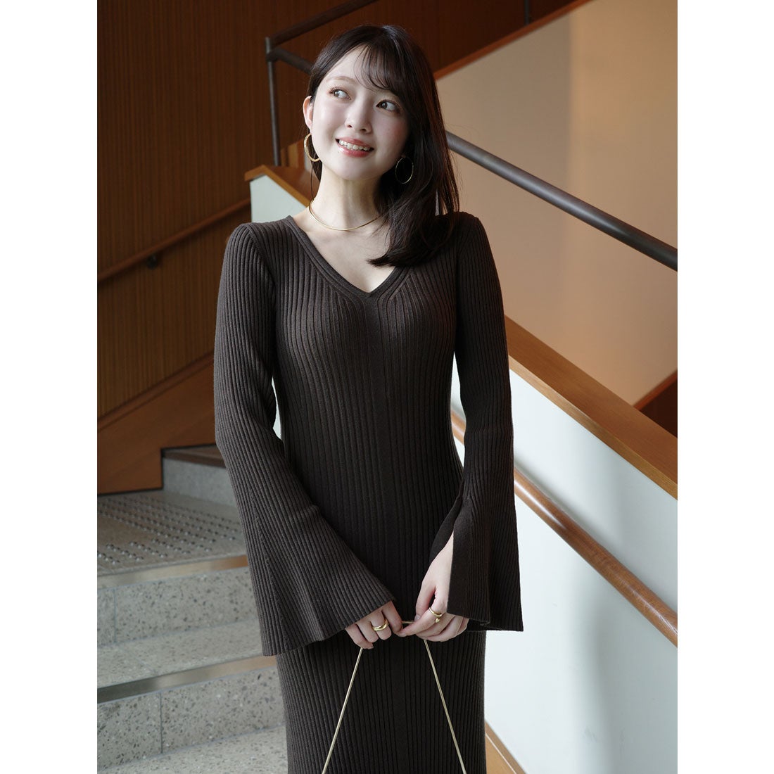 アニュアンス anuans セミマーメイドニットワンピース （BROWN