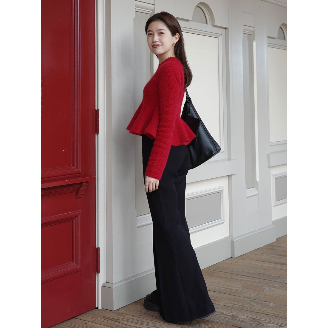 アニュアンス anuans ペプラムショートニットトップス （IVORY