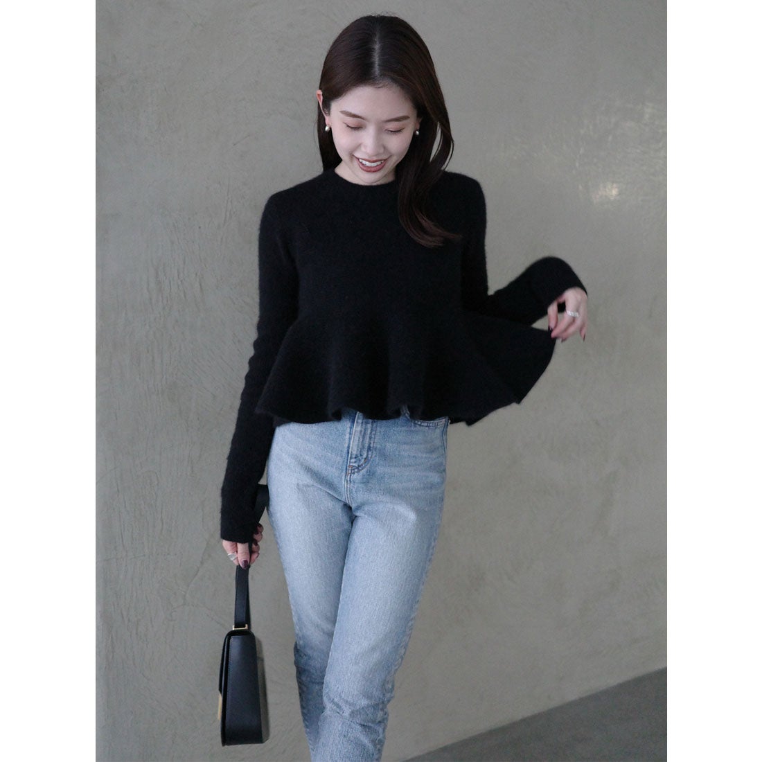 アニュアンス anuans ペプラムショートニットトップス （IVORY