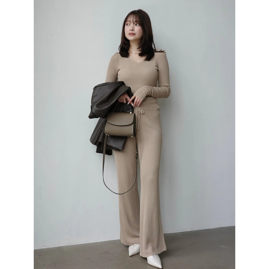 アニュアンス anuans リュクスビスコースリブニットプルオーバー