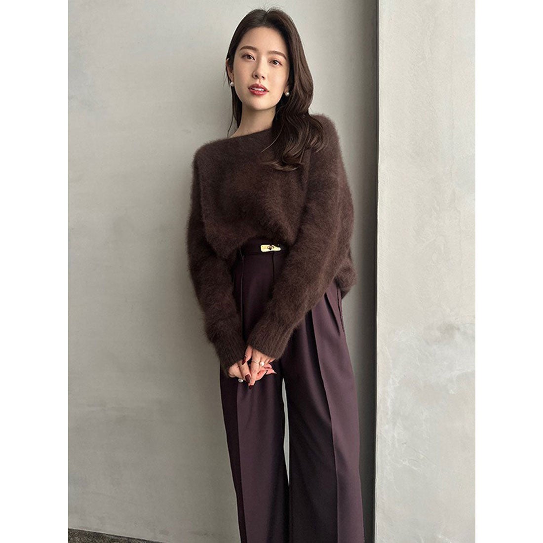 アニュアンス anuans ラクーンボートネックニットプルオーバー （ICE