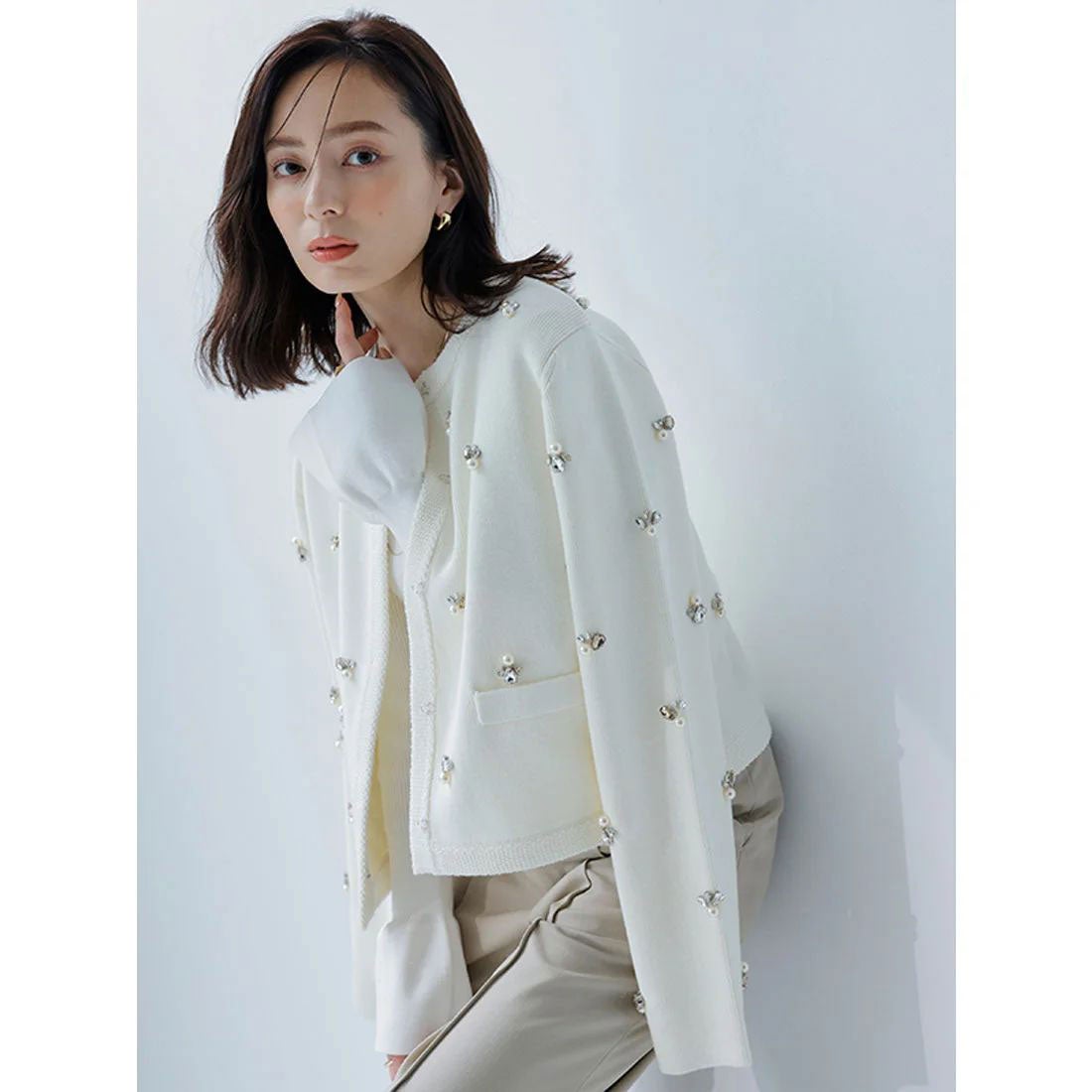 アニュアンス anuans ビジューニットジャケット （BLACK） -靴