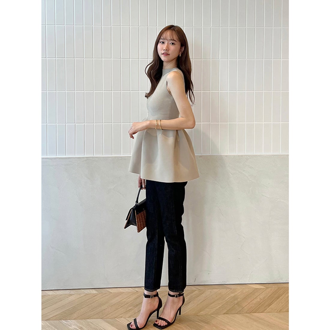 アニュアンス anuans Slim straight denim （BLACK） - ファッション